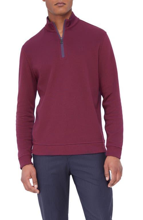 BUGATCHI Quarter Zip Pullover In Plum Product Image
