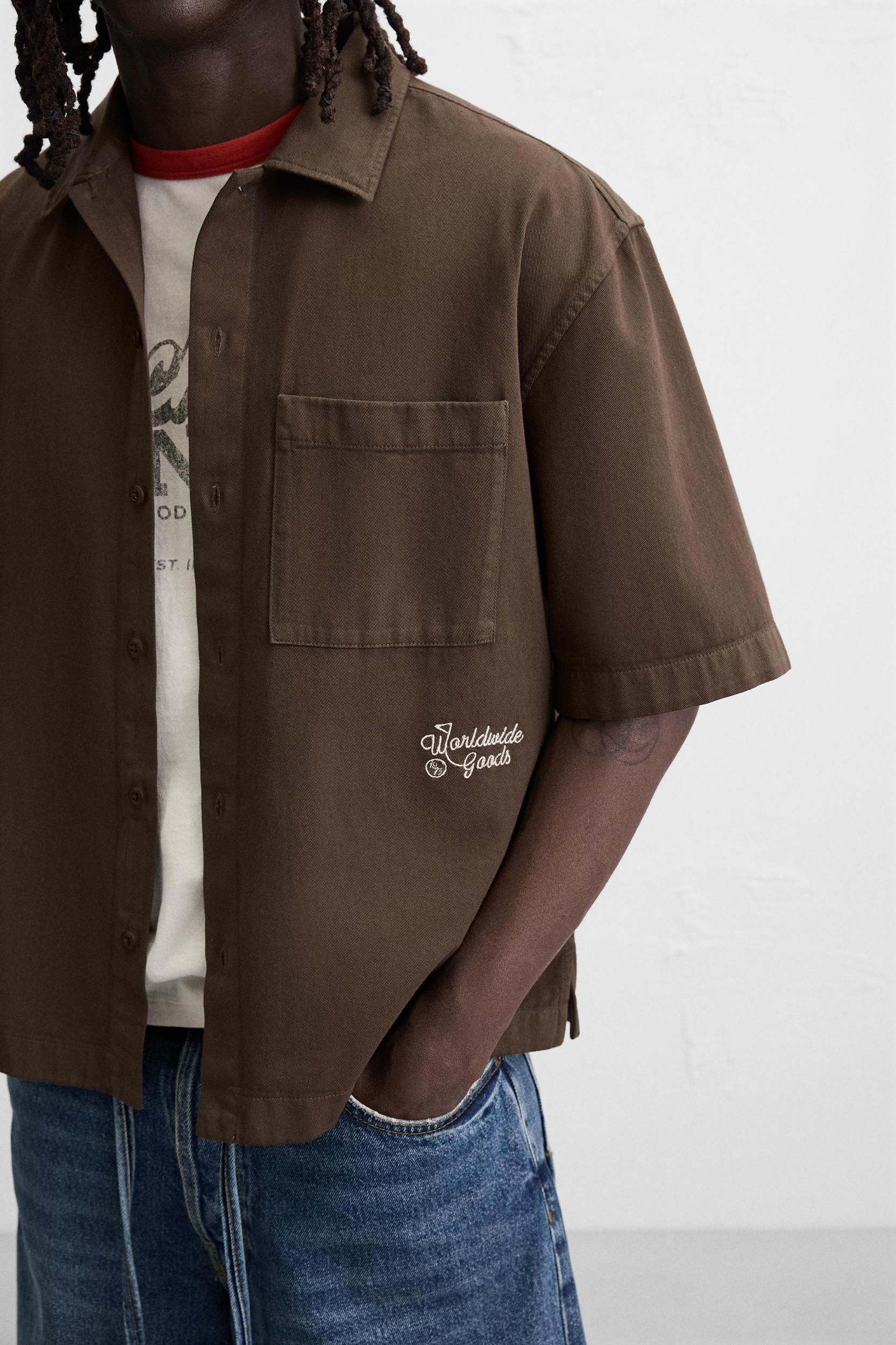 EMBROIDERED RELAXED FIT OVERSHIRT Product Image