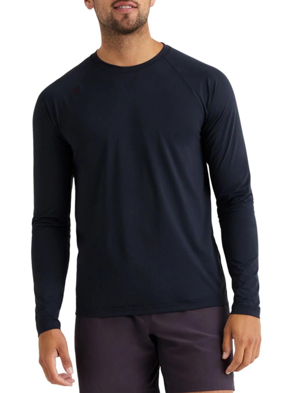 RHONE Crew Neck Long Sleeve T-shirt In Blue Fog Product Image