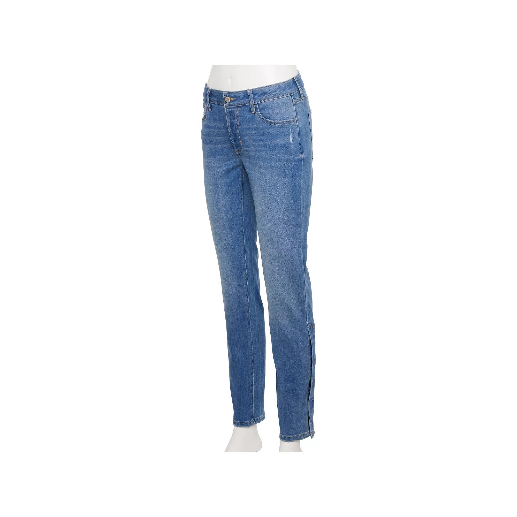 Women's Sonoma Goods For Life® Adaptive Easy Dressing Mid-Waisted Straight Leg Jeans, Size: 8, Medium Blue Product Image