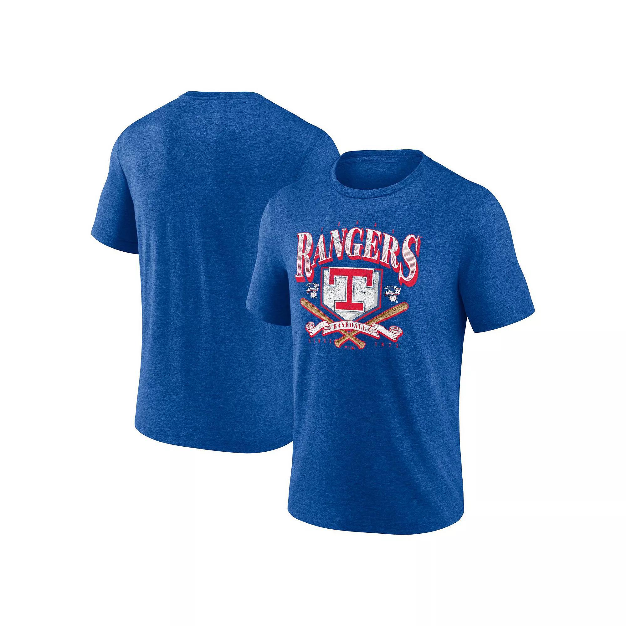 Men's Fanatics Branded Heather Royal Texas Rangers Home Team Tri-Blend T-Shirt, Size: XL, Blue Product Image