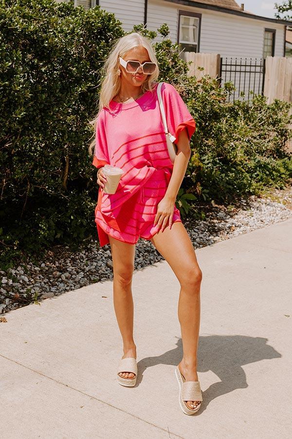 Dockside Cutie Knit Shorts in Pink Product Image