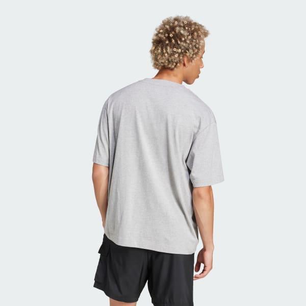 adidas Essentials Loose Fit 3 Bar Logo Tee White M Mens Product Image