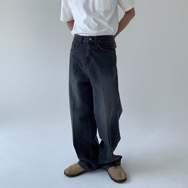 RT No. 1489 GRAY WIDE STRAIGHT JEANS Product Image