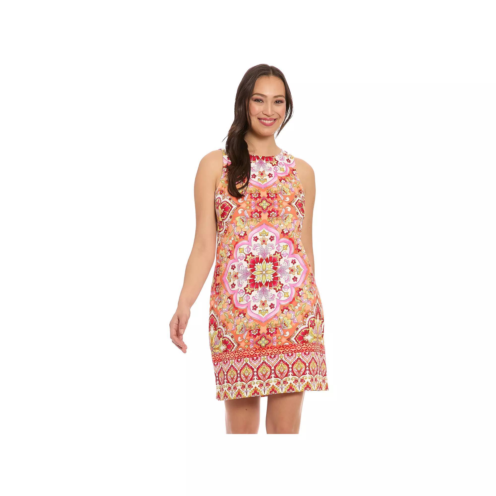 Women's London Times Sleeveless Shift Mini Dress, Size: 8, White Pink Product Image