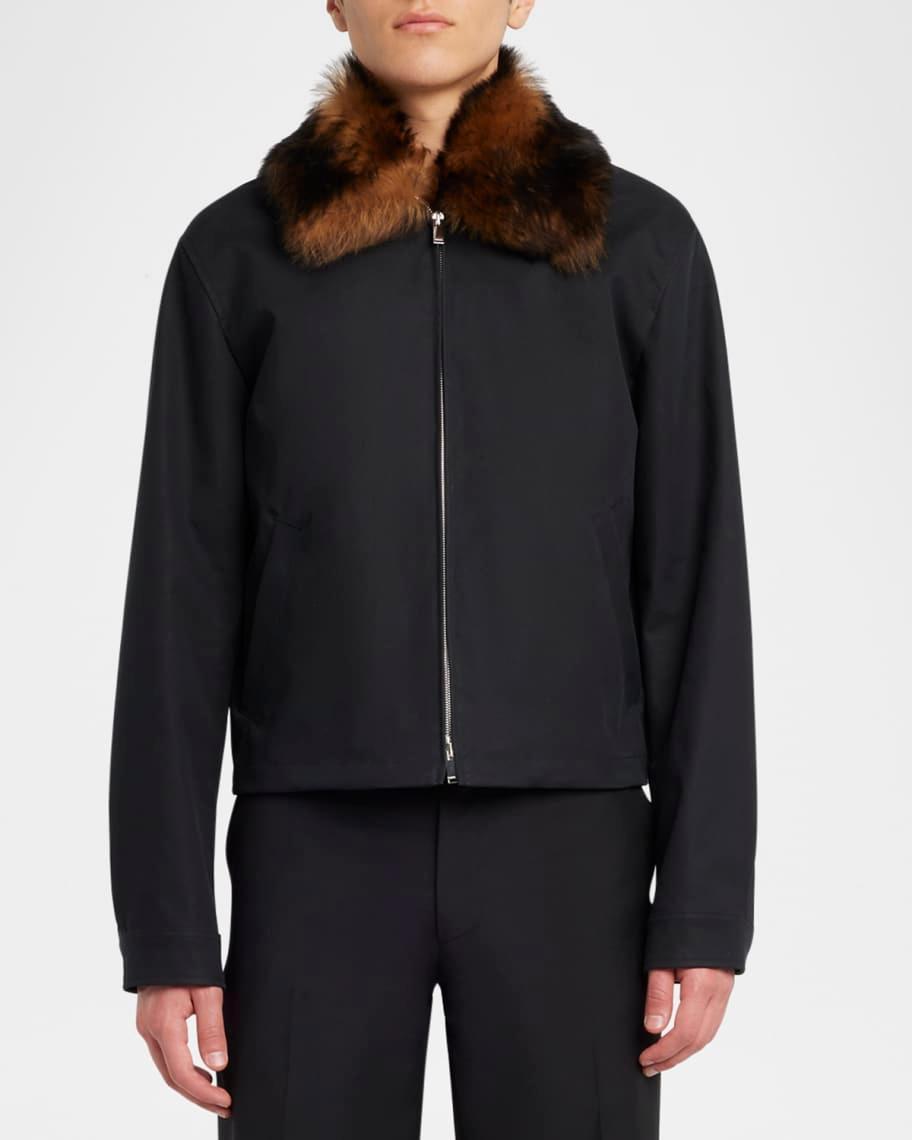 Mens Bomber Jacket with Shearling Collar Product Image