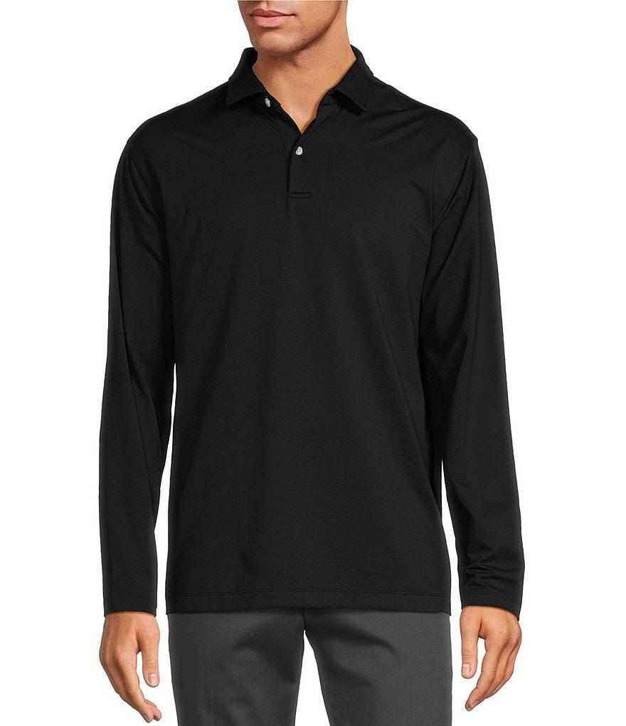 Roundtree & Yorke Performance Long Sleeve Tonal Mini-Pattern Polo Shirt Product Image