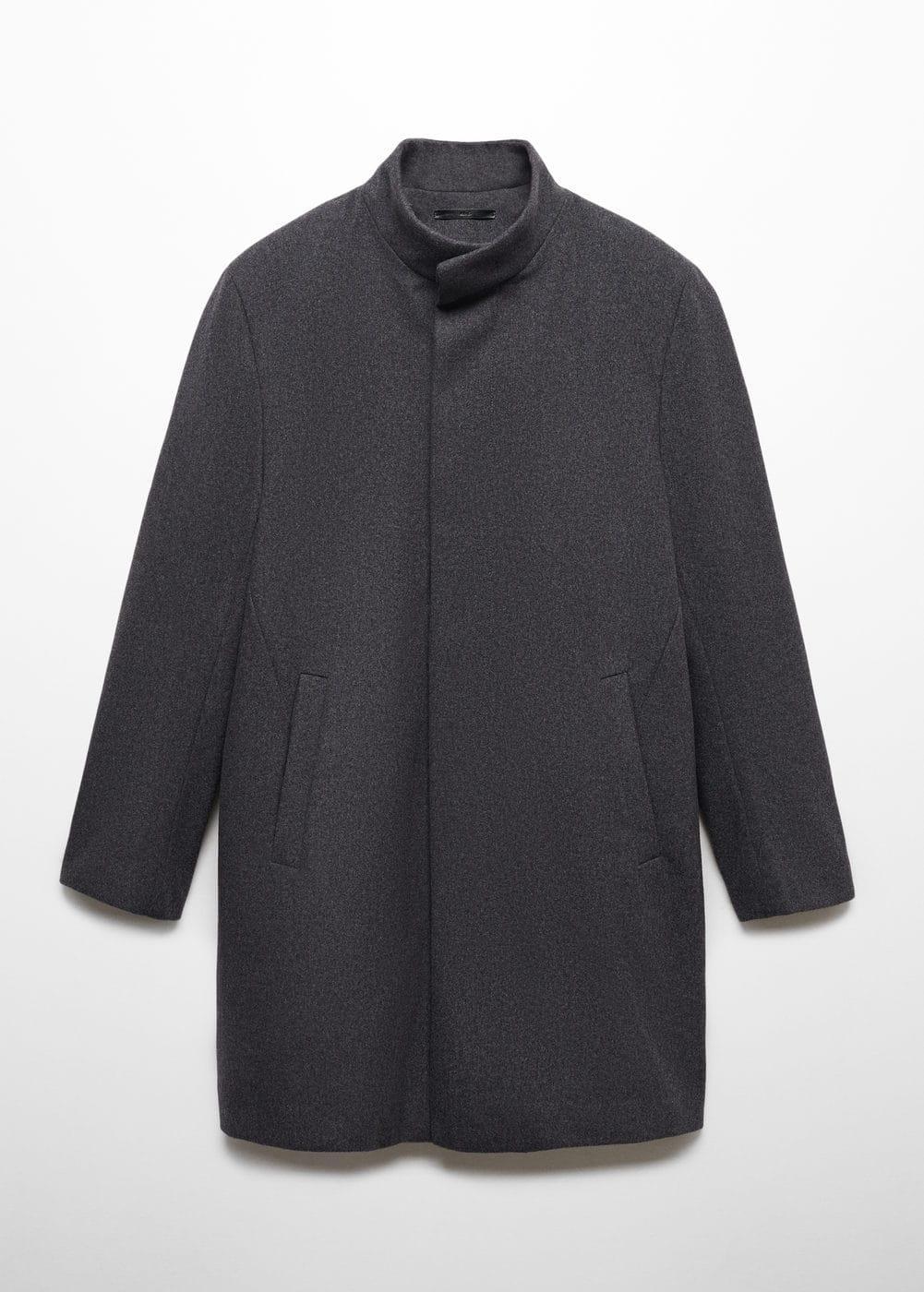 Wool funnel neck coat - Men | MANGO USA Product Image