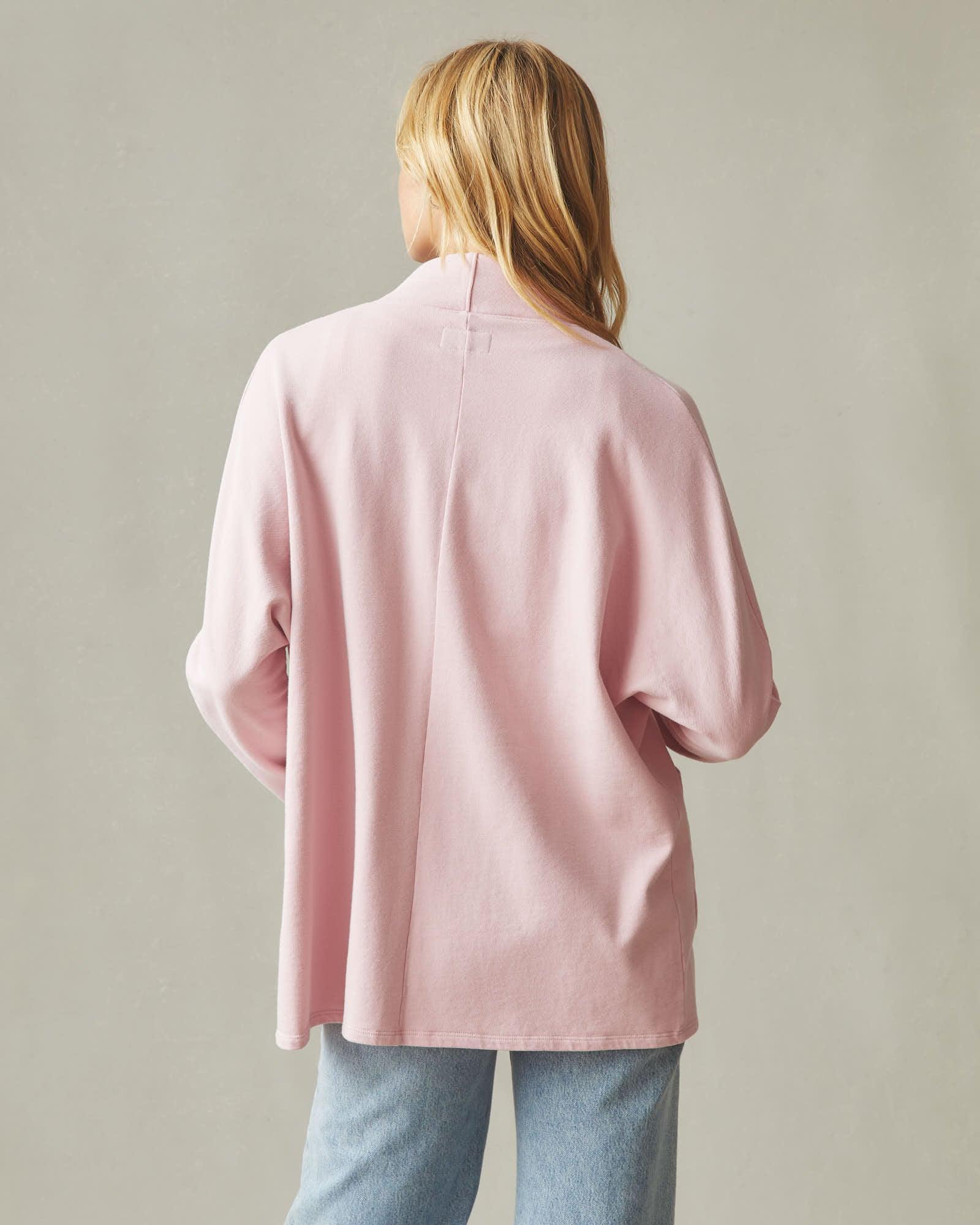 Women's French Terry Cardigan - Silver Pink Product Image