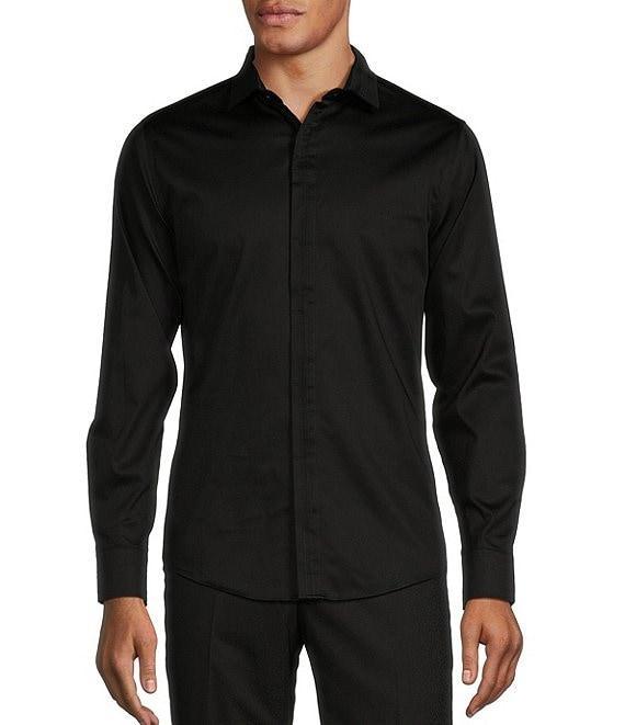 Murano Slim Fit Solid Pintuck Long Sleeve Woven Shirt Product Image