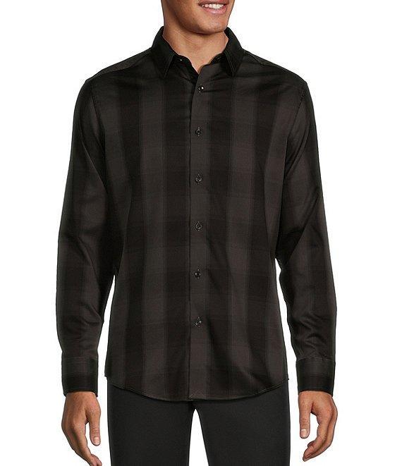 Murano Slim Fit Buffalo Plaid Sateen Long Sleeve Woven Shirt Product Image