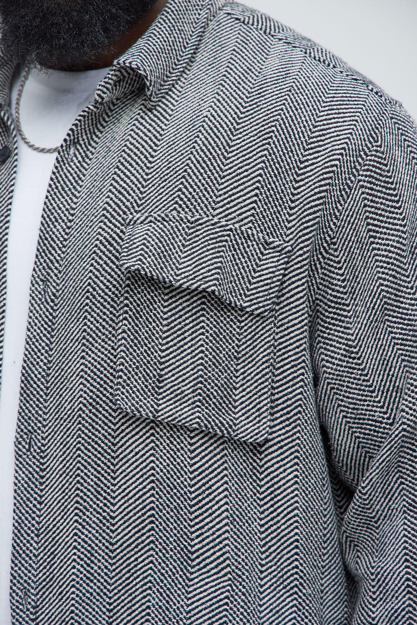 Keystone Herringbone Button Up Shirt - Black/combo Product Image