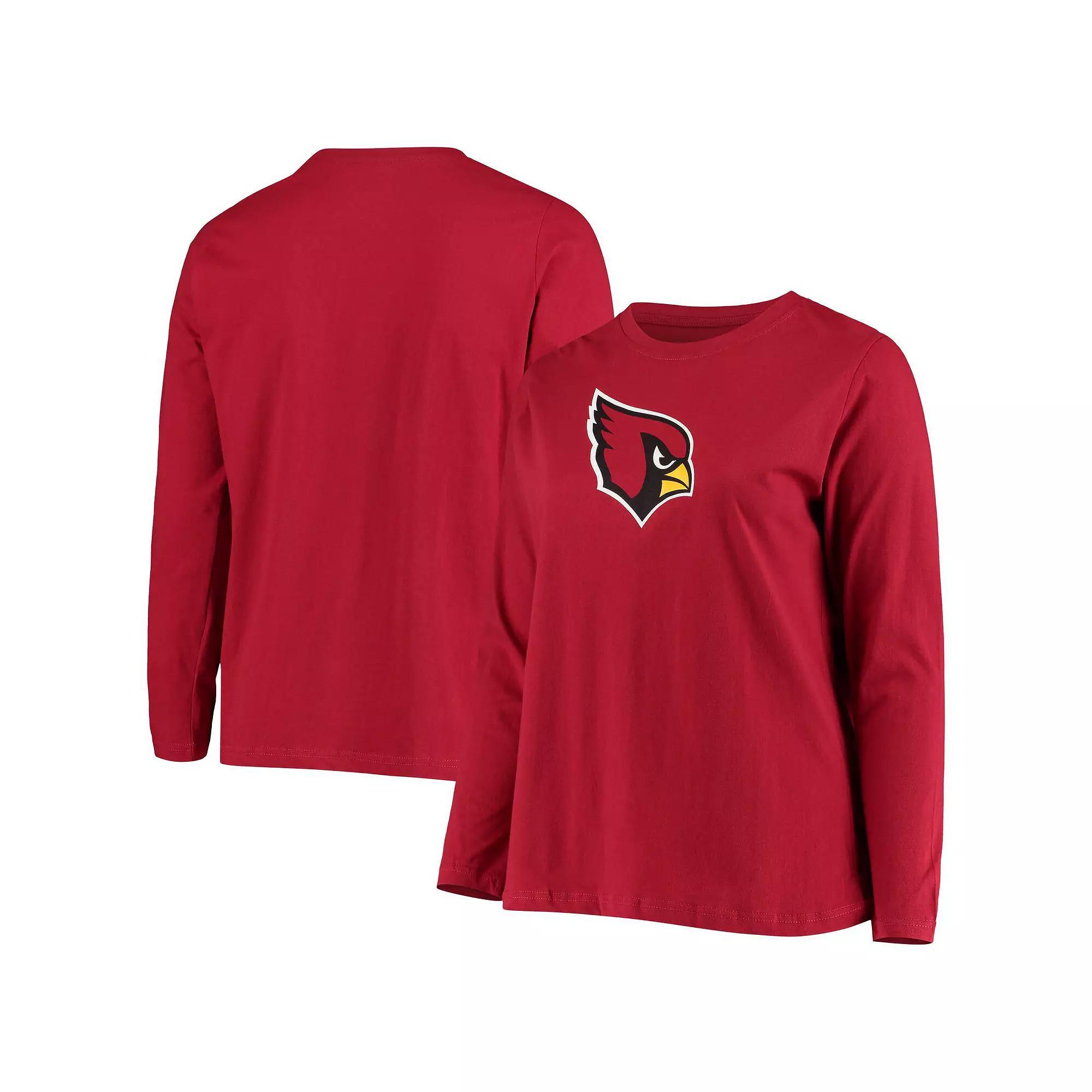 Women's Fanatics Branded Cardinal Arizona Cardinals Plus Size Primary Logo Long Sleeve T-Shirt, Size: 3XL, Red Product Image