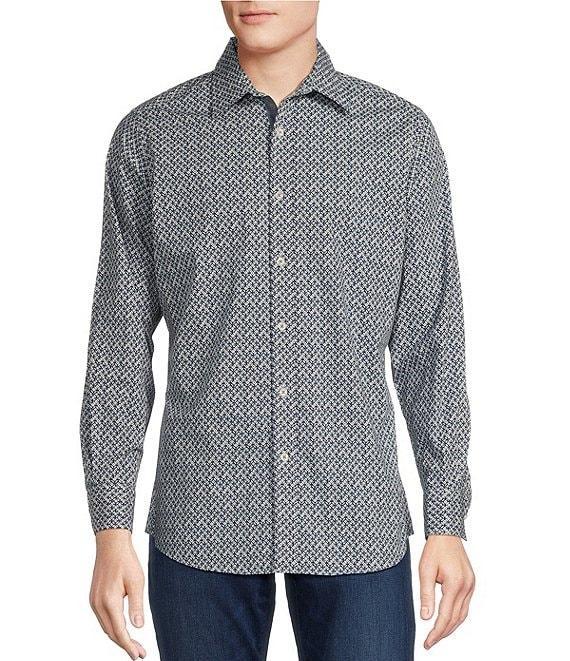 Cremieux Premium Denim Mini Geometric Print Stretch Long Sleeve Woven Shirt Product Image