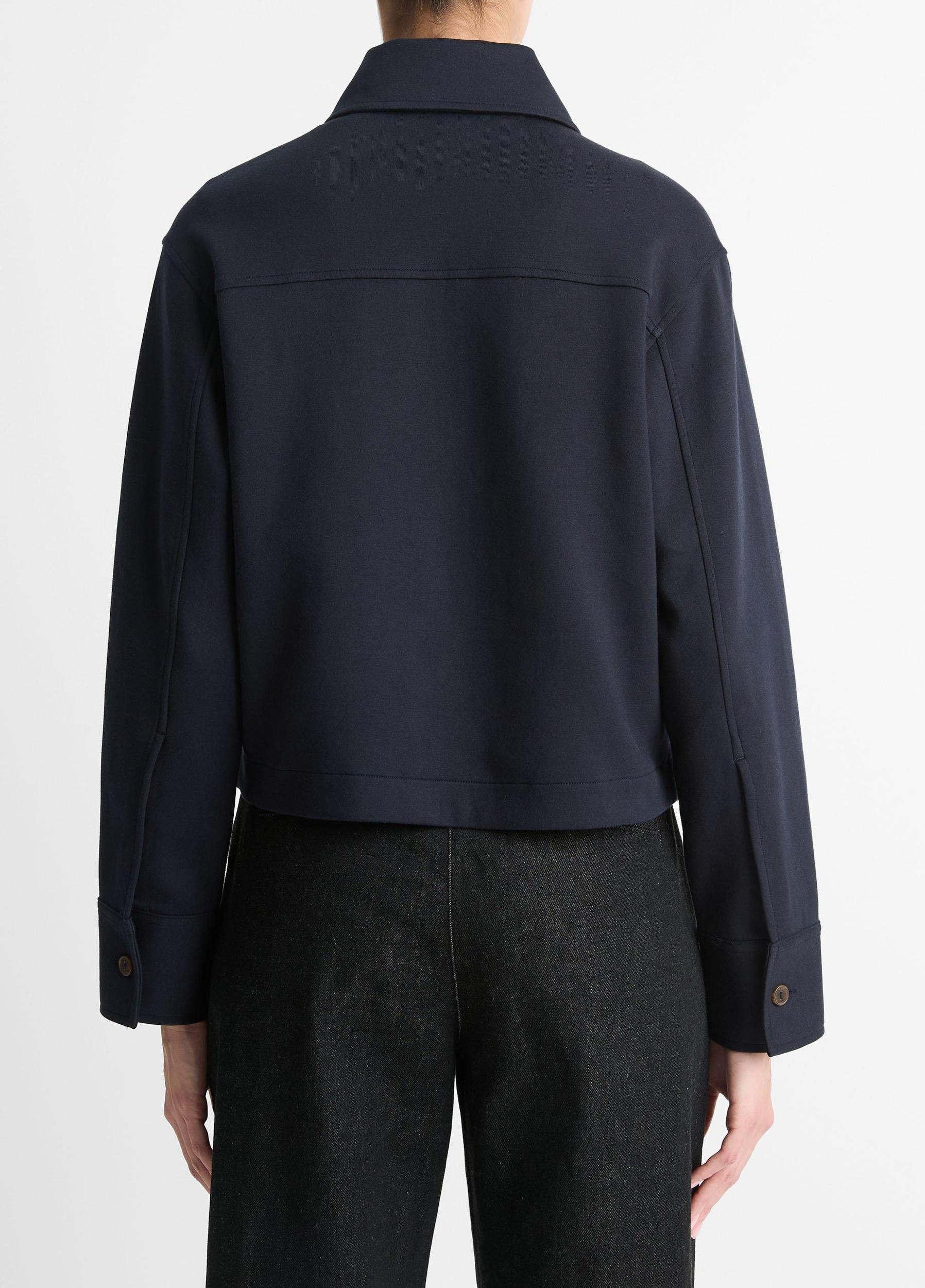 Womens Double-Knit Cotton-Blend Cropped Jacket, Heather Mid Grey, Size M Vince Product Image