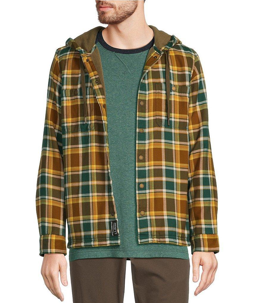 L.L.Bean Fleece-Lined Classic Flannel Full Snap-Front Hoodie Product Image