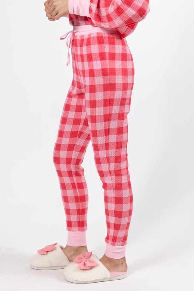 Outshine The Rest Pink Plaid Lounge Joggers FINAL SALE Product Image