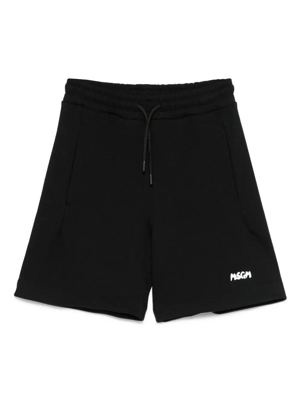 MSGM Kids logo-print shorts - Black Product Image