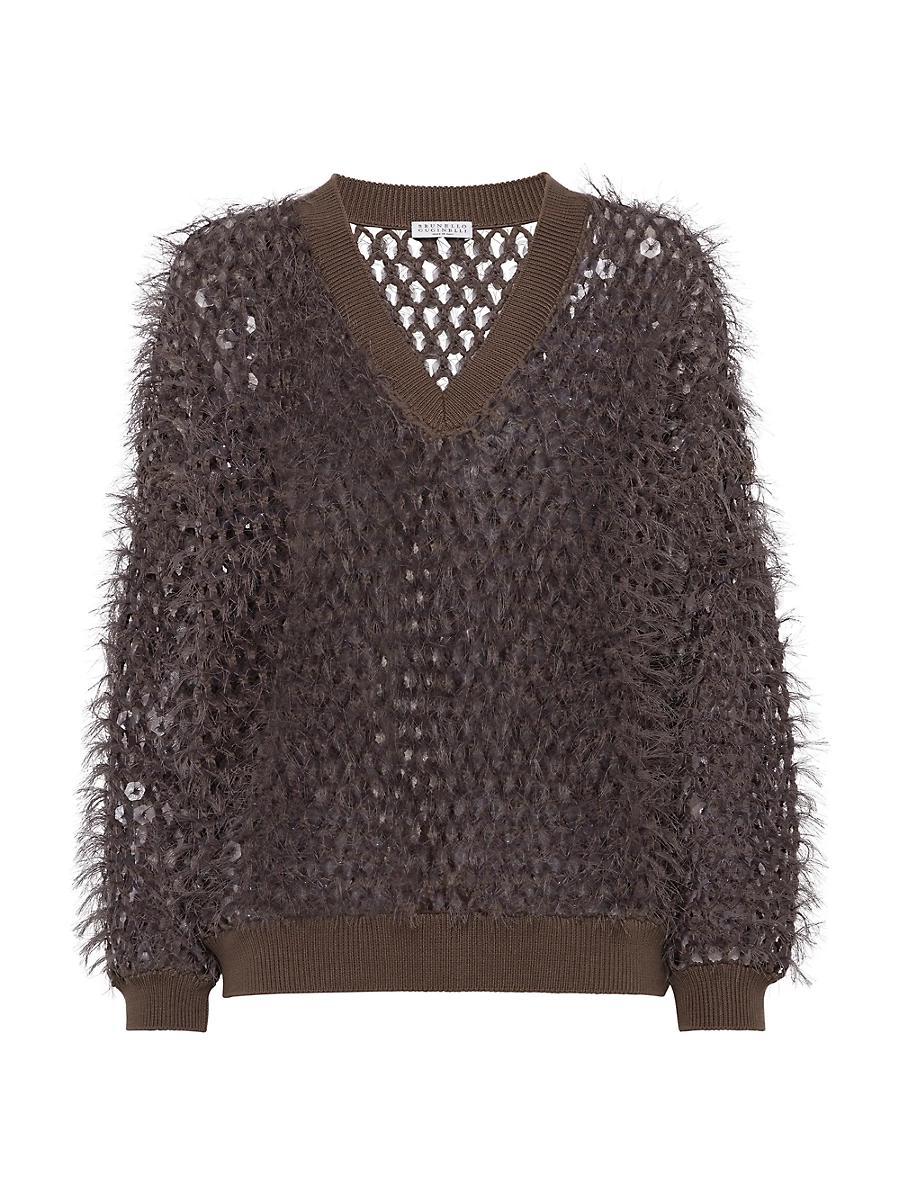 Womens Cotton Dazzling Mosaic Embroidery Sweater Product Image