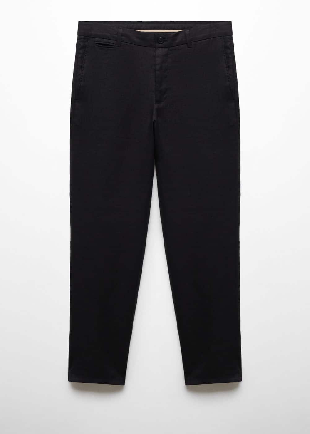 Mango Mens Short Sleeve Cotton Linen Shirt Pants Set Product Image