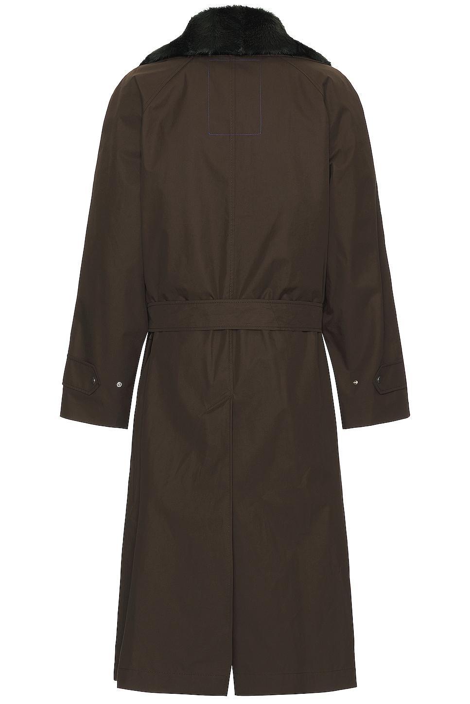 Mens Trench Coat with Faux-Fur Collar Product Image