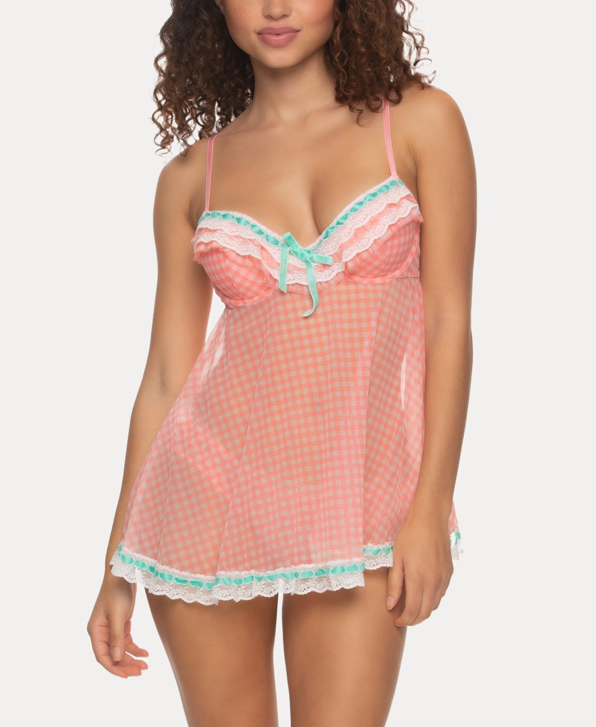 Jezebel Womens Ruffles Galore Babydoll 2 Piece Lingerie Set Product Image