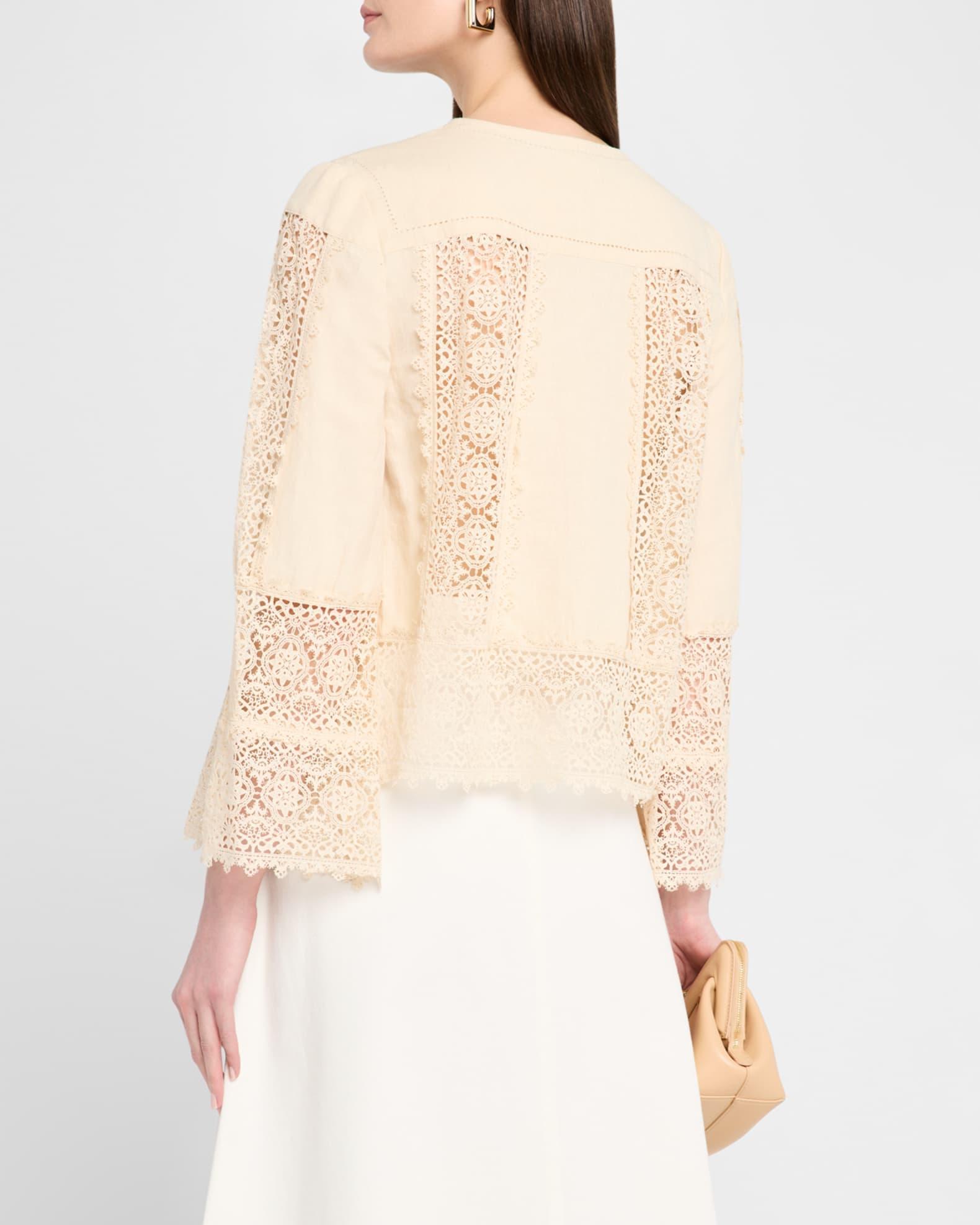 Donna Lace Inset Linen-Cotton Blouse Product Image