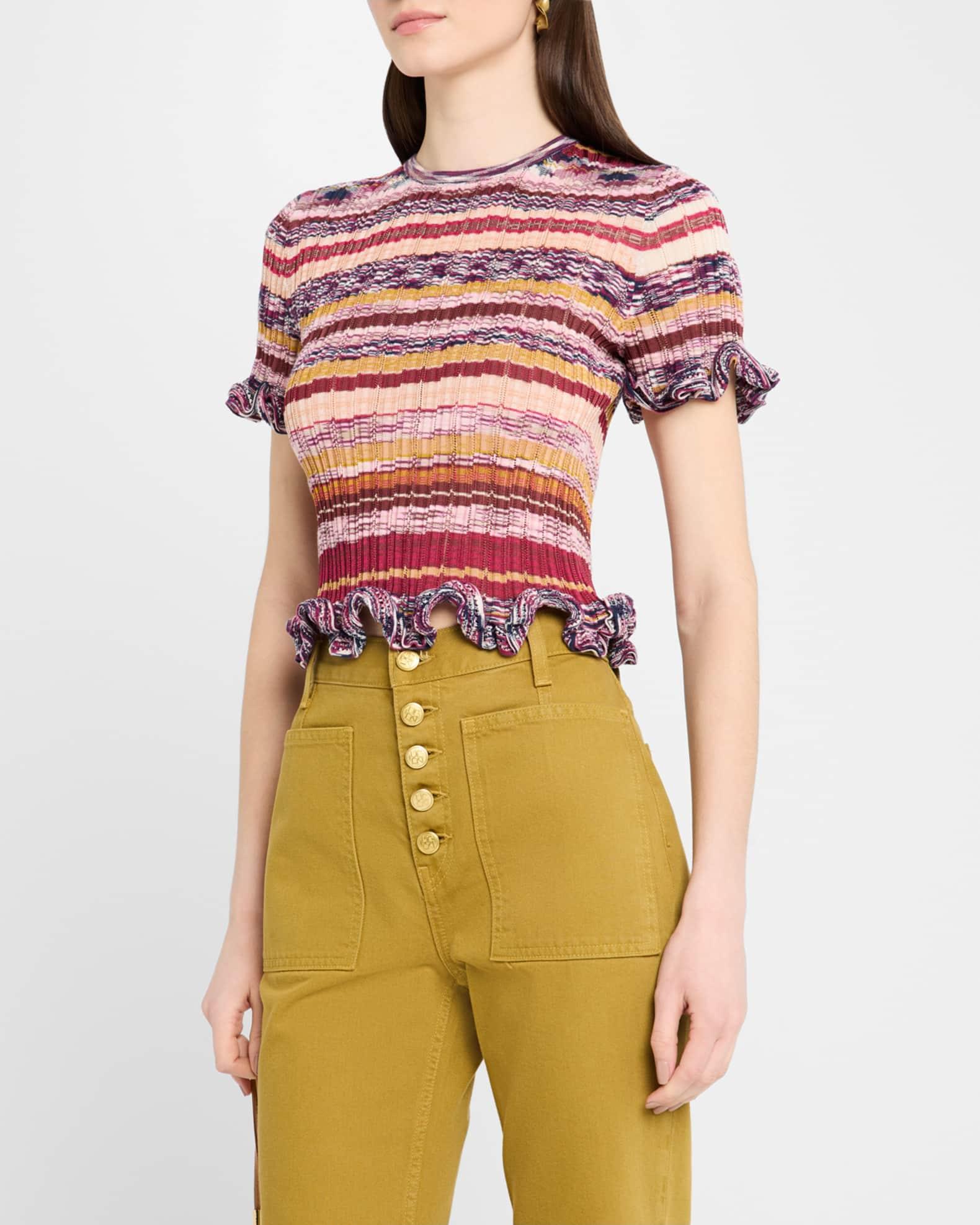 Miya Short-Sleeve Knit Ruffle Top Product Image