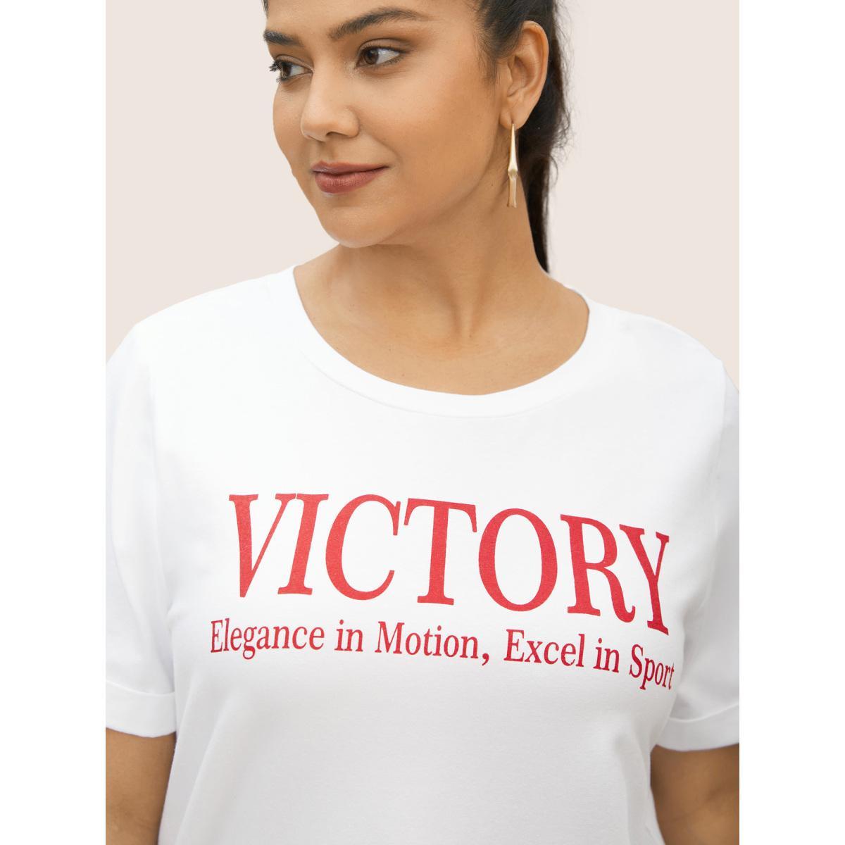 Plus Size Positive Slogans Print Round Neck T-shirt Originalwhite Women Casual Contrast Art&design Round Neck Everyday T-shirts BloomChic 30/6X Product Image