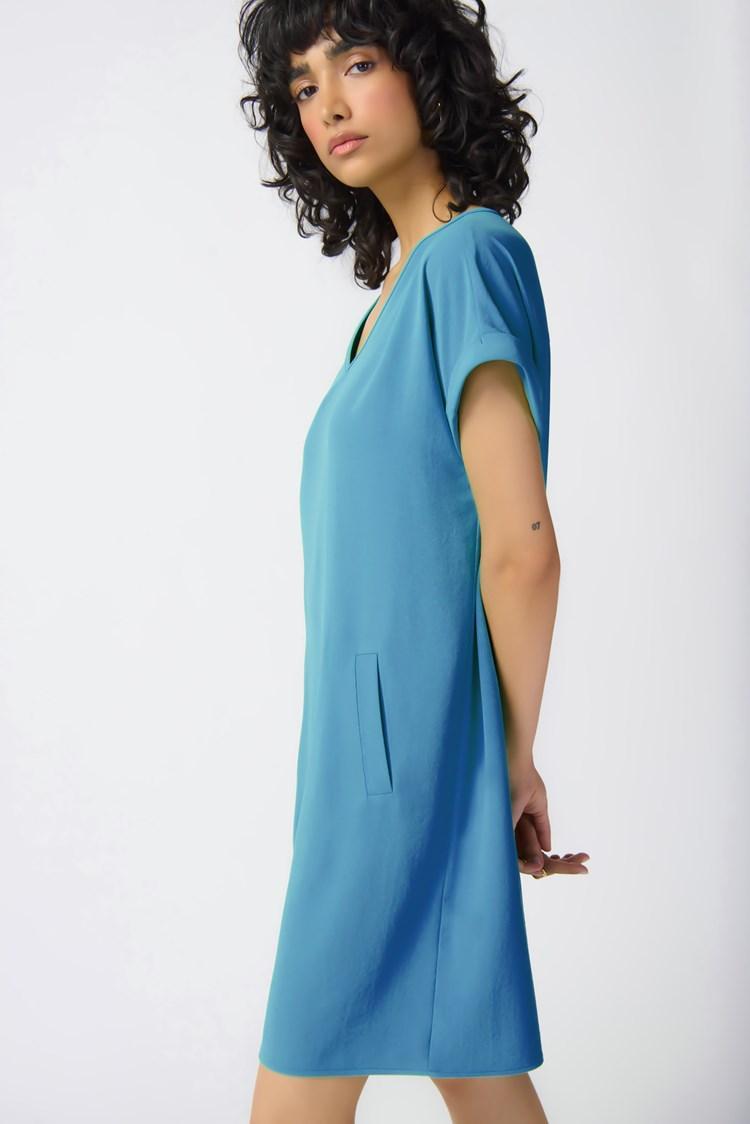 Stretch Woven Straight Dress - French Blue Product Image