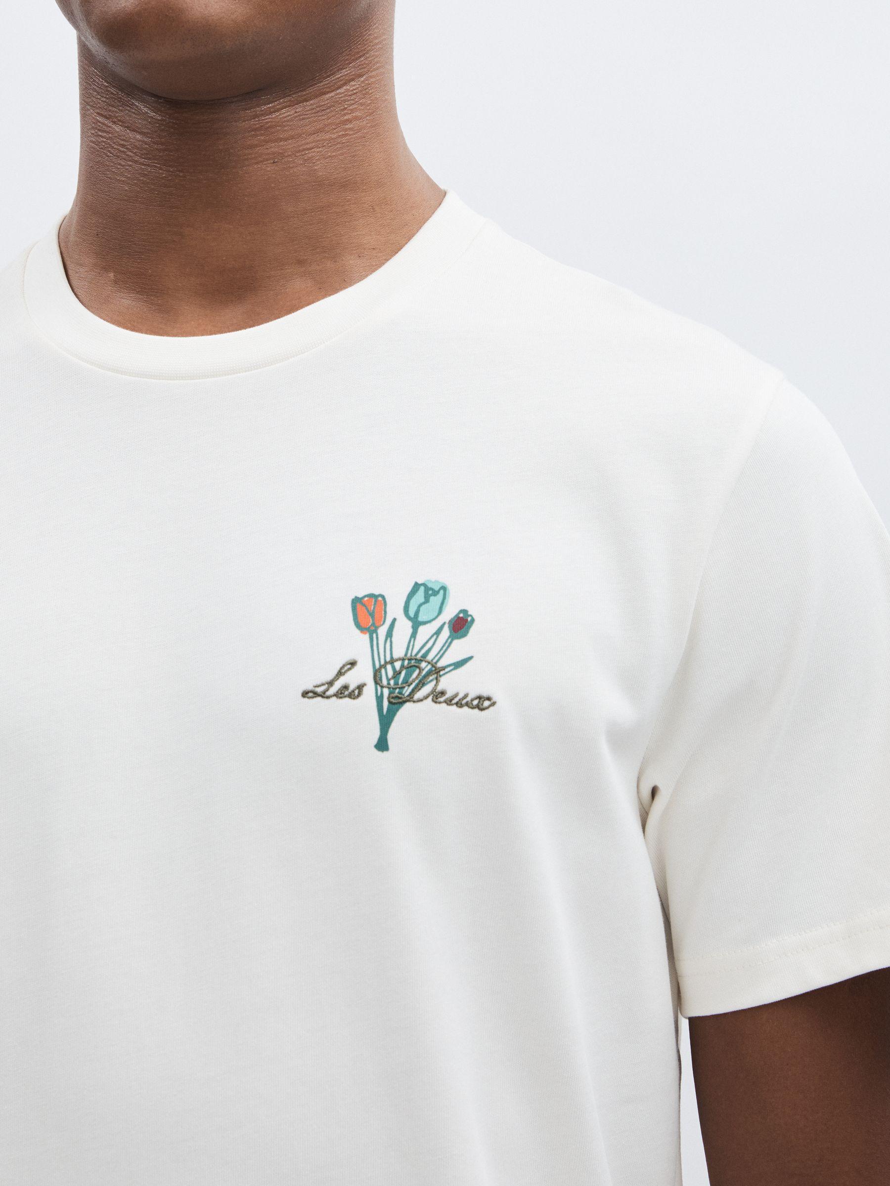 Les Deux 100% Cotton Café Print T-Shirt in Ivory Print Product Image
