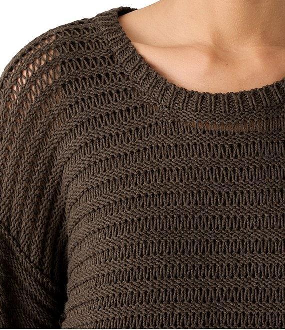Eileen Fisher Organic Cotton Knit Crew Neck Long Sleeve Sweater Product Image