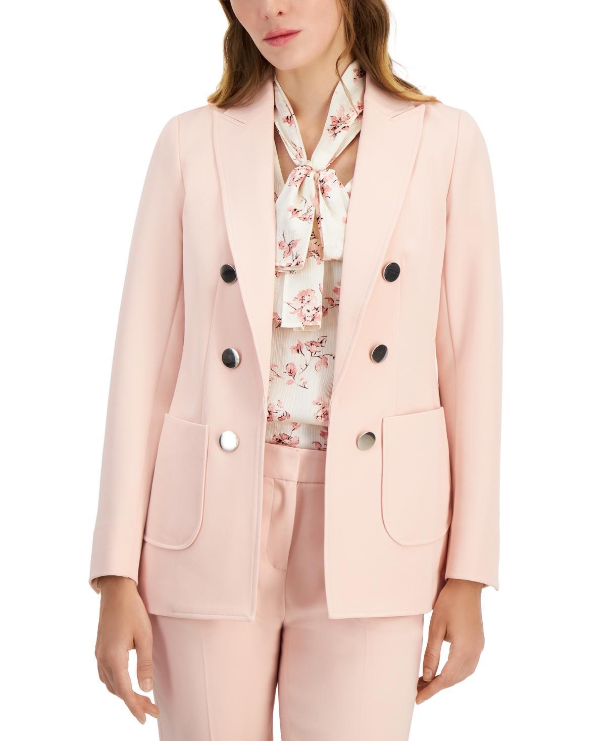 Anne Klein Faux Open Front Double Breasted Peak Lapel Collection Coordinating Compression Blazer Product Image