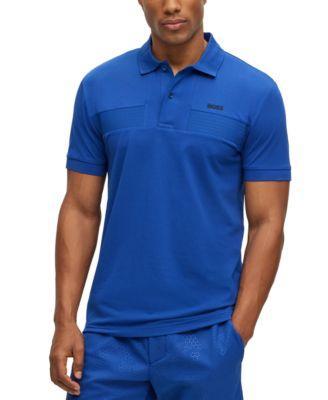 HUGO BOSS Boss By  Men's Slim-fit Striped Tape Polo Shirt In Light Blue Product Image
