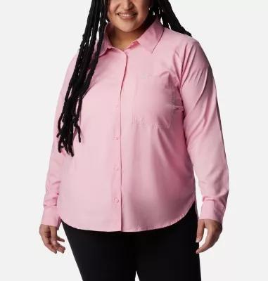 Plus Size Columbia Anytime Lite Button-Front Shirt, Women's, Size: 1XL, White Product Image