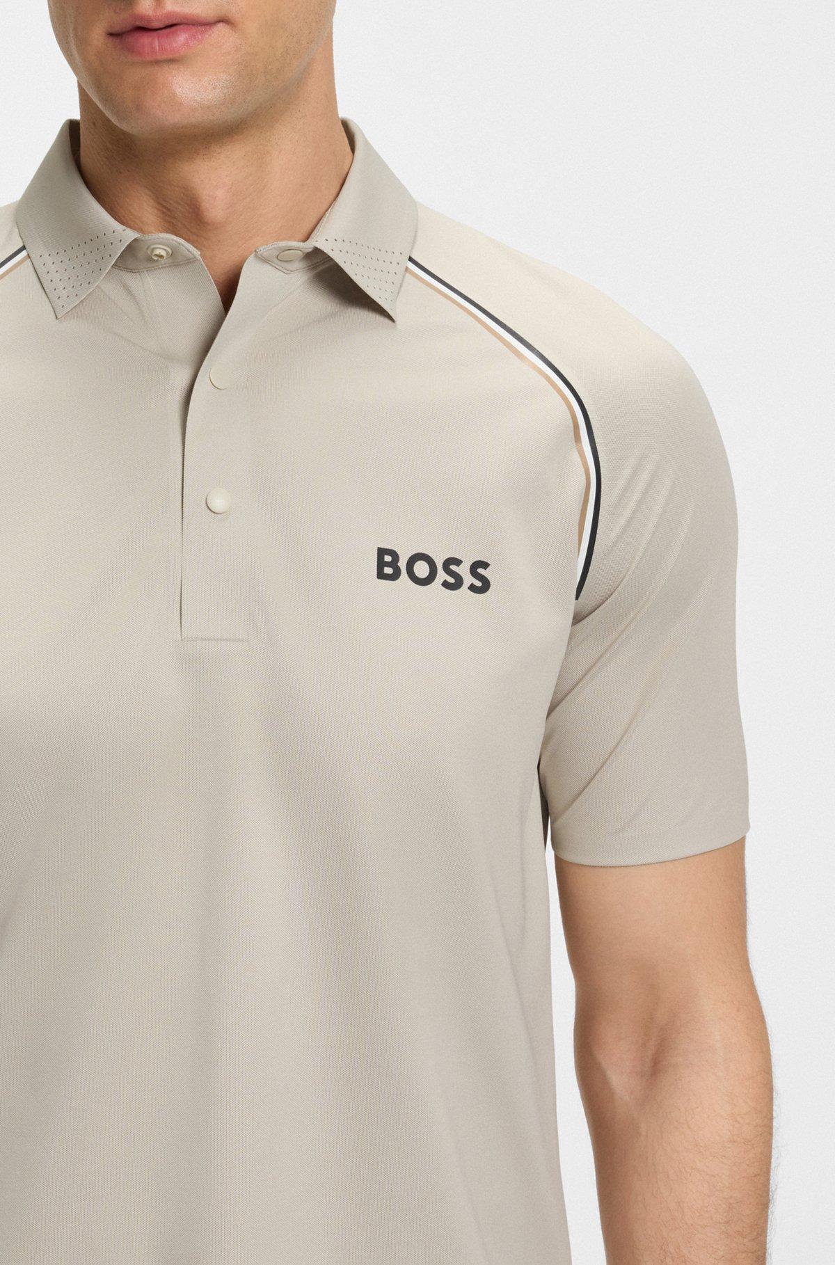 BOSS - Active slim-fit polo shirt with odor control - Light Beige Product Image