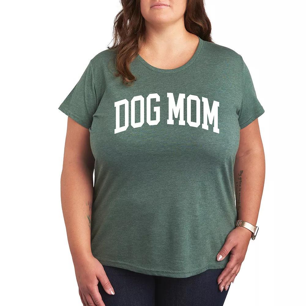 Plus Dog Mom Collegiate Graphic Tee, Womens Grey Blue Product Image