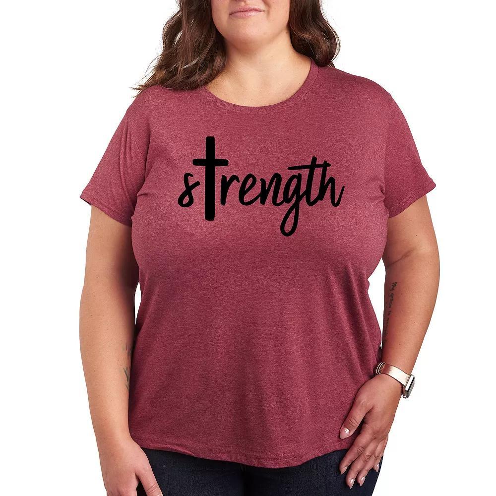 Plus Strength Cross Graphic Tee, Womens Grey Dark Red Product Image