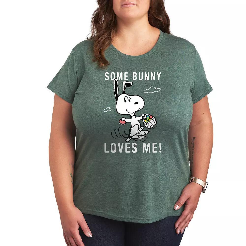 Plus Peanuts Snoopy Some Bunny Graphic Tee, Womens Grey Royal Blue Product Image
