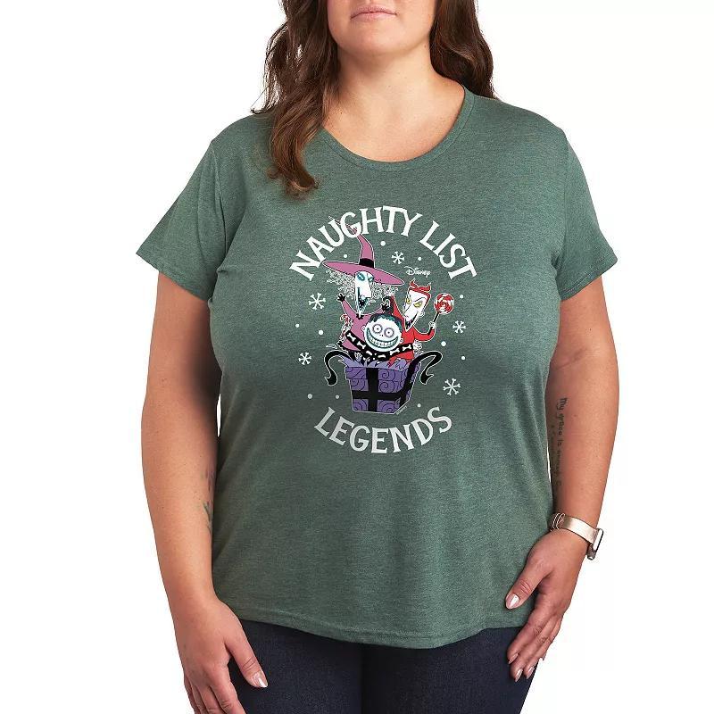 Disneys Nightmare Before Christmas Plus Naughty List Legends Graphic Tee, Womens Heather Grey Product Image