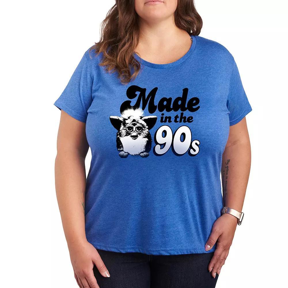 Plus Furby Made In The 90s Graphic Tee, Womens Grey Green Product Image