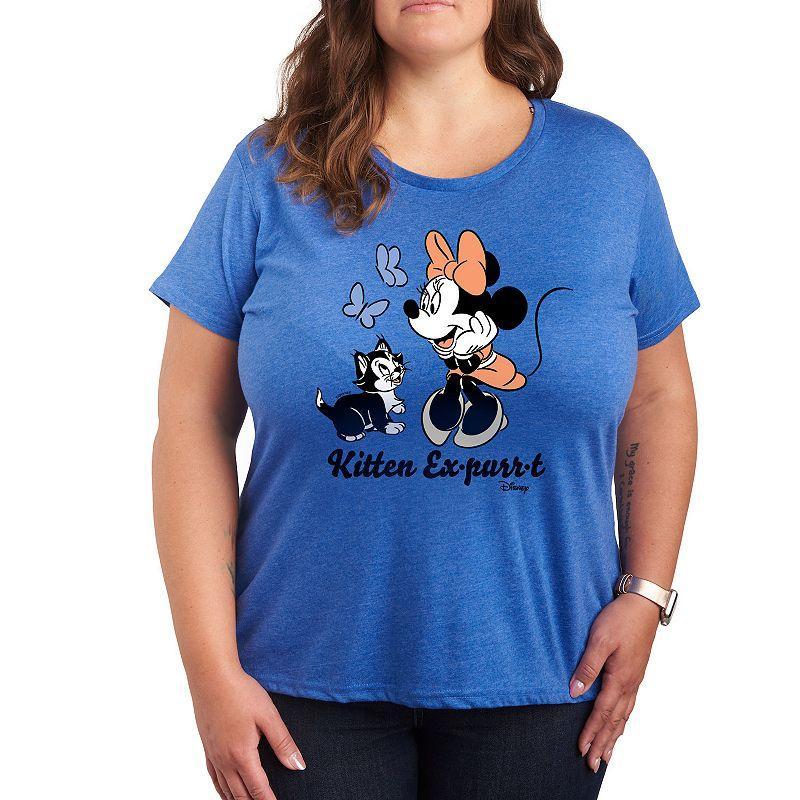 Disneys Minnie Mouse & Figaro Plus Kitten EGraphic Teepurrt Graphic Tee, Womens Grey Gray Product Image