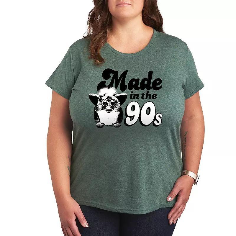 Plus Furby Made In The 90s Graphic Tee, Womens Grey Green Product Image