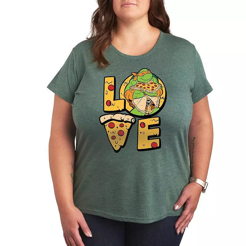 Plus Size Teenage Mutant Ninja Turtles Love Graphic Tee, Womens Grey Gray Product Image
