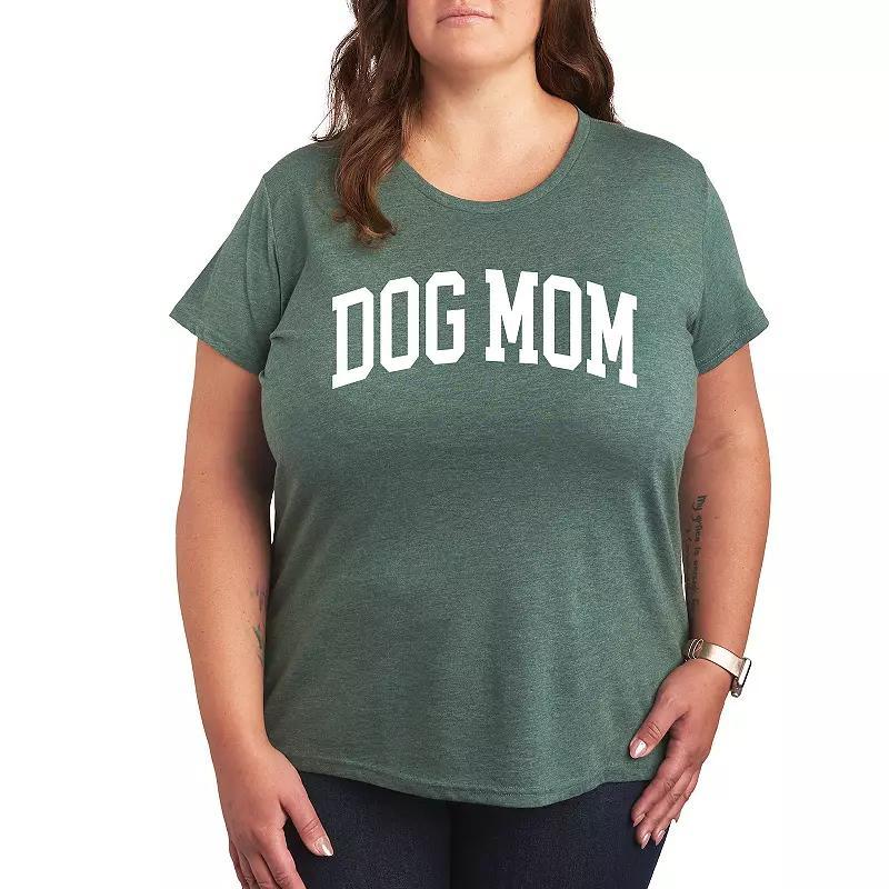 Plus Dog Mom Collegiate Graphic Tee, Womens Grey Blue Product Image