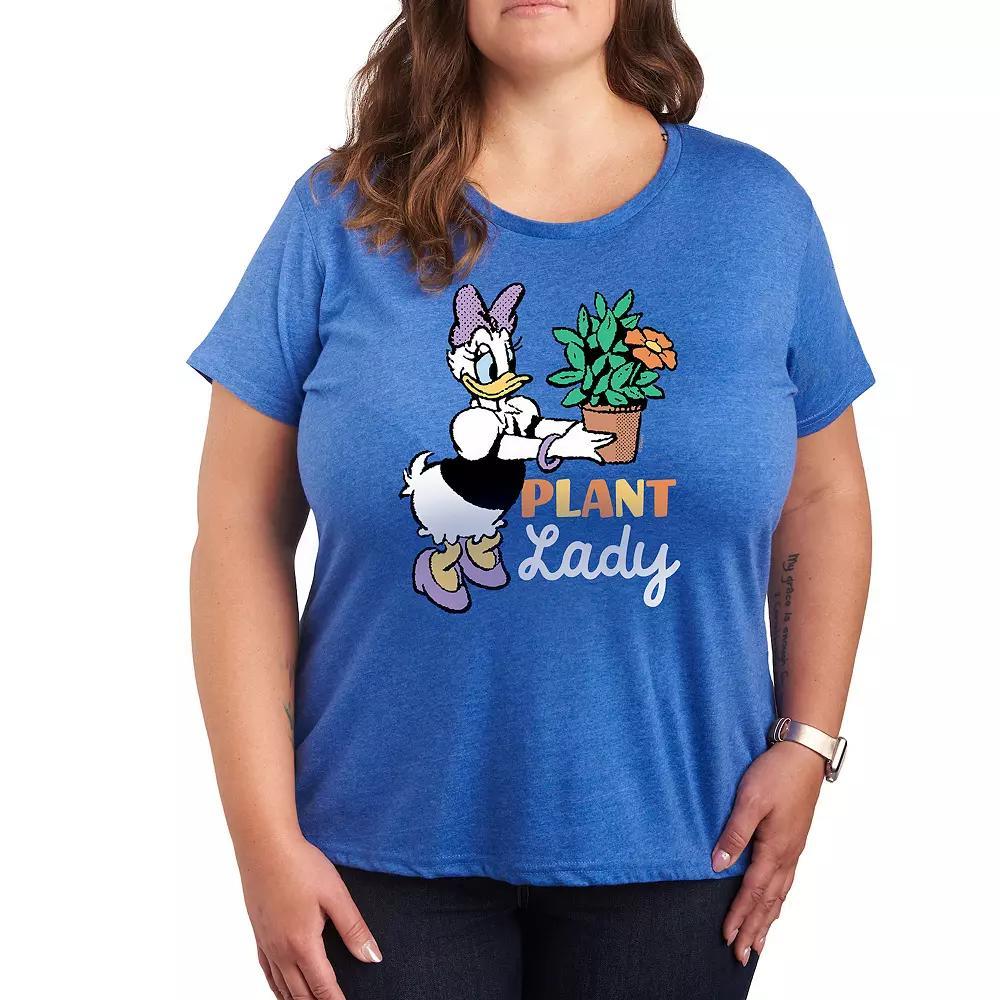 Disneys Minnie Mouse Plus Collage Graphic Tee, Womens Grey Royal Blue Product Image