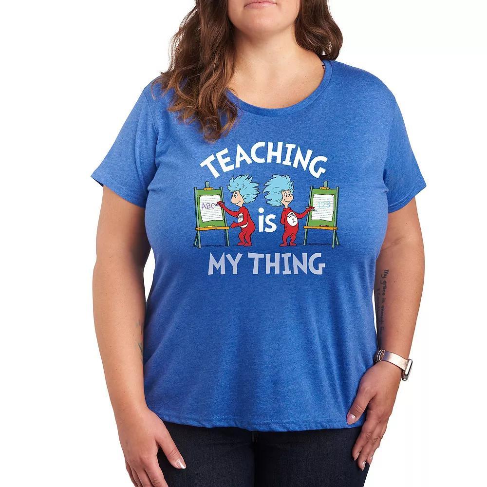 Plus Thank A Nurse Graphic Tee, Womens Grey Royal Blue Product Image