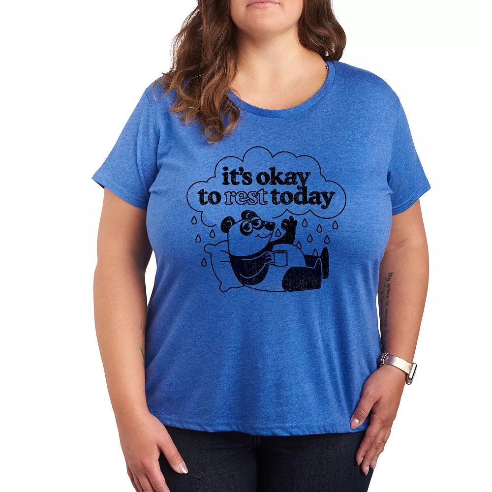 Plus Go With The Flow Wave Graphic Tee, Womens Grey Royal Blue Product Image