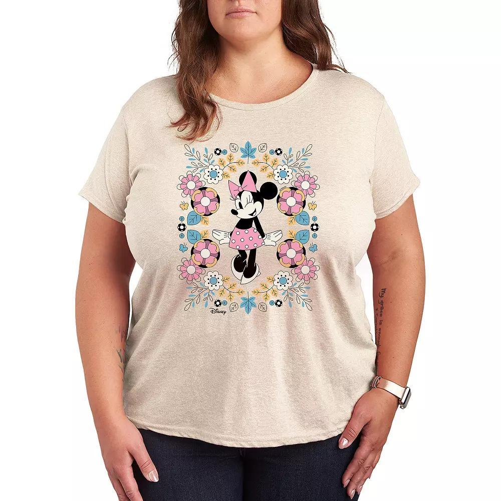 Disneys Minnie Mouse Plus Flower Frame Graphic Tee, Womens Product Image