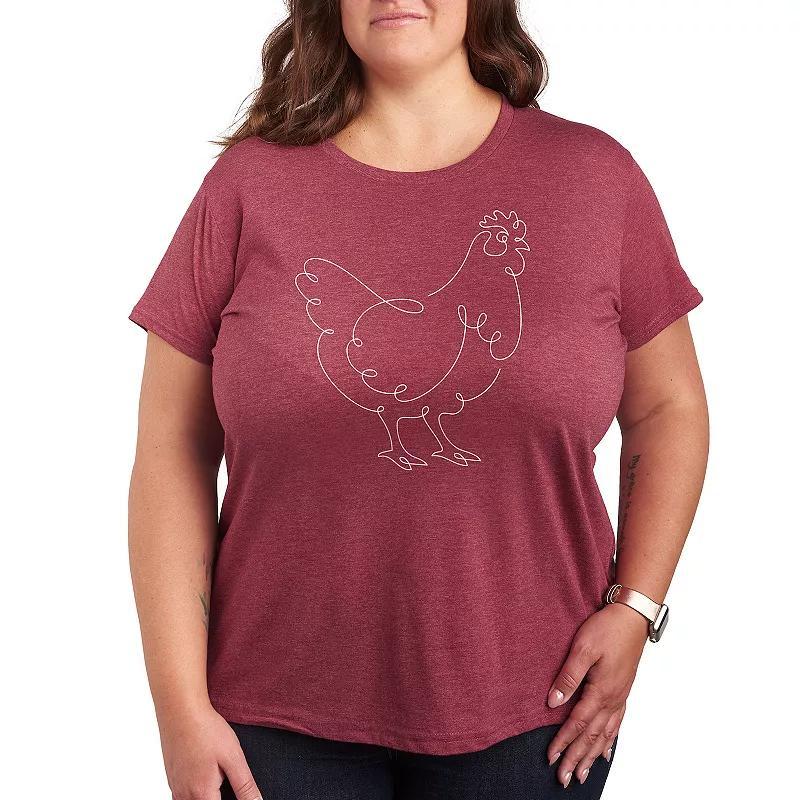 Plus Contour Line French Bulldog Graphic Tee, Womens Blue Product Image